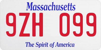 MA license plate 9ZH099