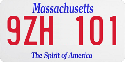 MA license plate 9ZH101