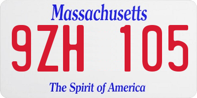 MA license plate 9ZH105