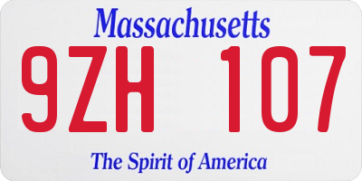 MA license plate 9ZH107