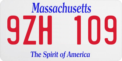 MA license plate 9ZH109