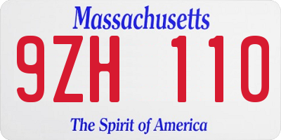 MA license plate 9ZH110