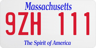 MA license plate 9ZH111