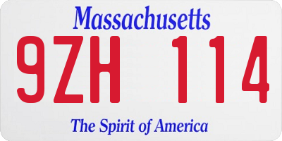 MA license plate 9ZH114
