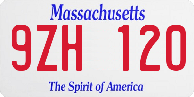 MA license plate 9ZH120