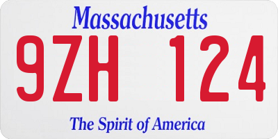 MA license plate 9ZH124