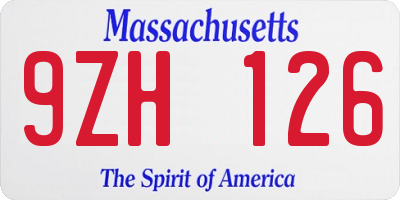 MA license plate 9ZH126