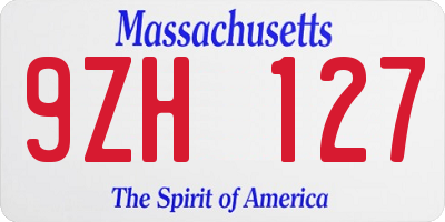 MA license plate 9ZH127