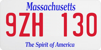 MA license plate 9ZH130