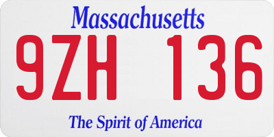 MA license plate 9ZH136