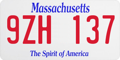 MA license plate 9ZH137