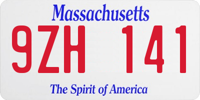 MA license plate 9ZH141