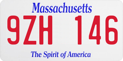 MA license plate 9ZH146