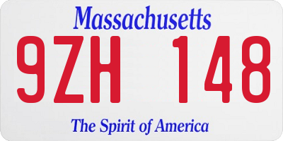 MA license plate 9ZH148