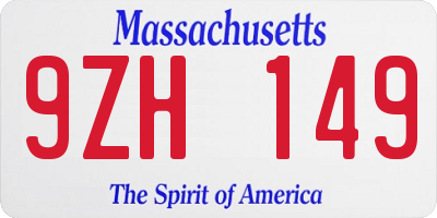 MA license plate 9ZH149