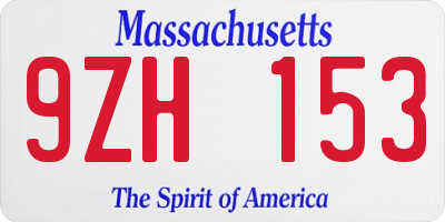 MA license plate 9ZH153