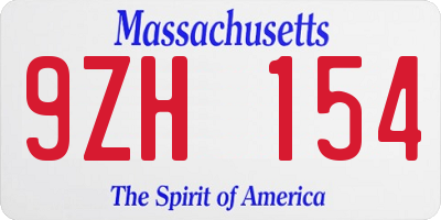 MA license plate 9ZH154