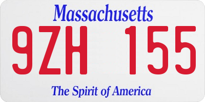 MA license plate 9ZH155