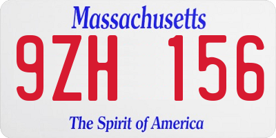 MA license plate 9ZH156