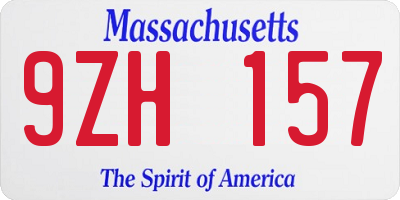 MA license plate 9ZH157