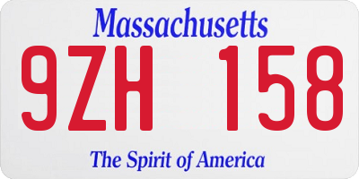 MA license plate 9ZH158