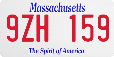 MA license plate 9ZH159