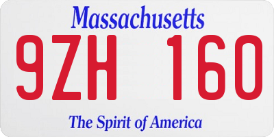 MA license plate 9ZH160