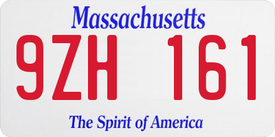 MA license plate 9ZH161