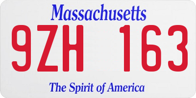 MA license plate 9ZH163