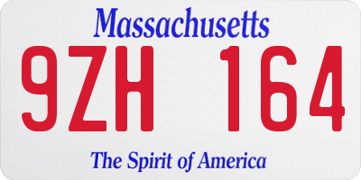 MA license plate 9ZH164