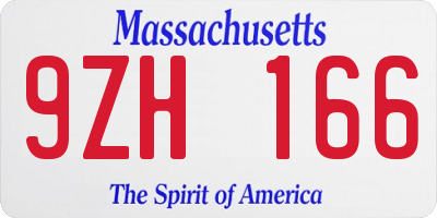 MA license plate 9ZH166