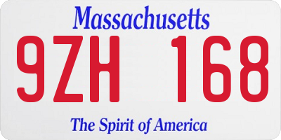 MA license plate 9ZH168