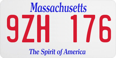 MA license plate 9ZH176