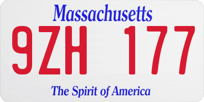 MA license plate 9ZH177