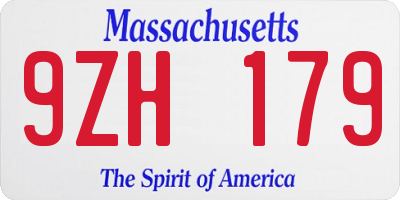 MA license plate 9ZH179