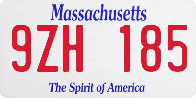 MA license plate 9ZH185