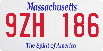 MA license plate 9ZH186