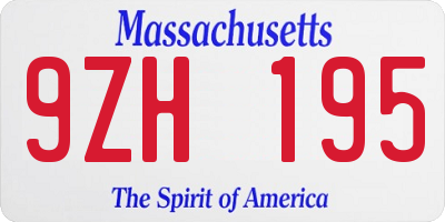 MA license plate 9ZH195