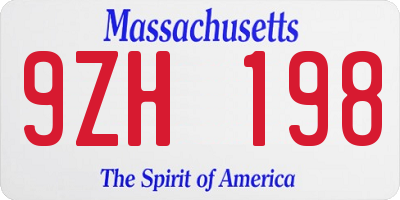 MA license plate 9ZH198