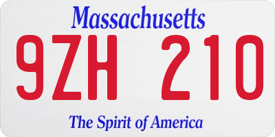 MA license plate 9ZH210