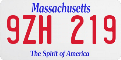 MA license plate 9ZH219