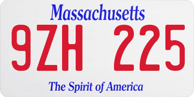 MA license plate 9ZH225