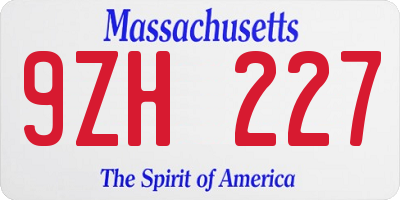 MA license plate 9ZH227