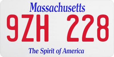 MA license plate 9ZH228