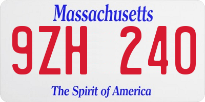 MA license plate 9ZH240