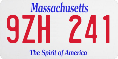 MA license plate 9ZH241