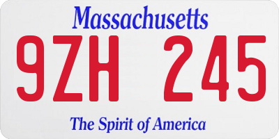 MA license plate 9ZH245