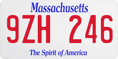 MA license plate 9ZH246