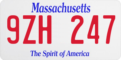 MA license plate 9ZH247