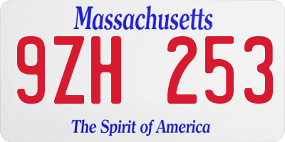 MA license plate 9ZH253